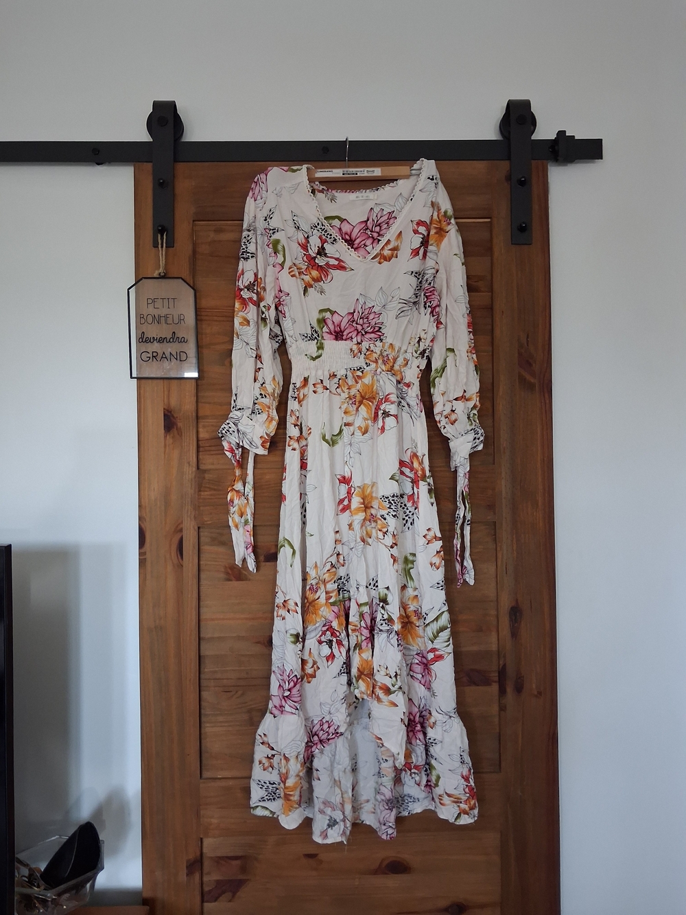 Abel The Label Floral  Maxi Dress - White with Pink & Orange Flowers